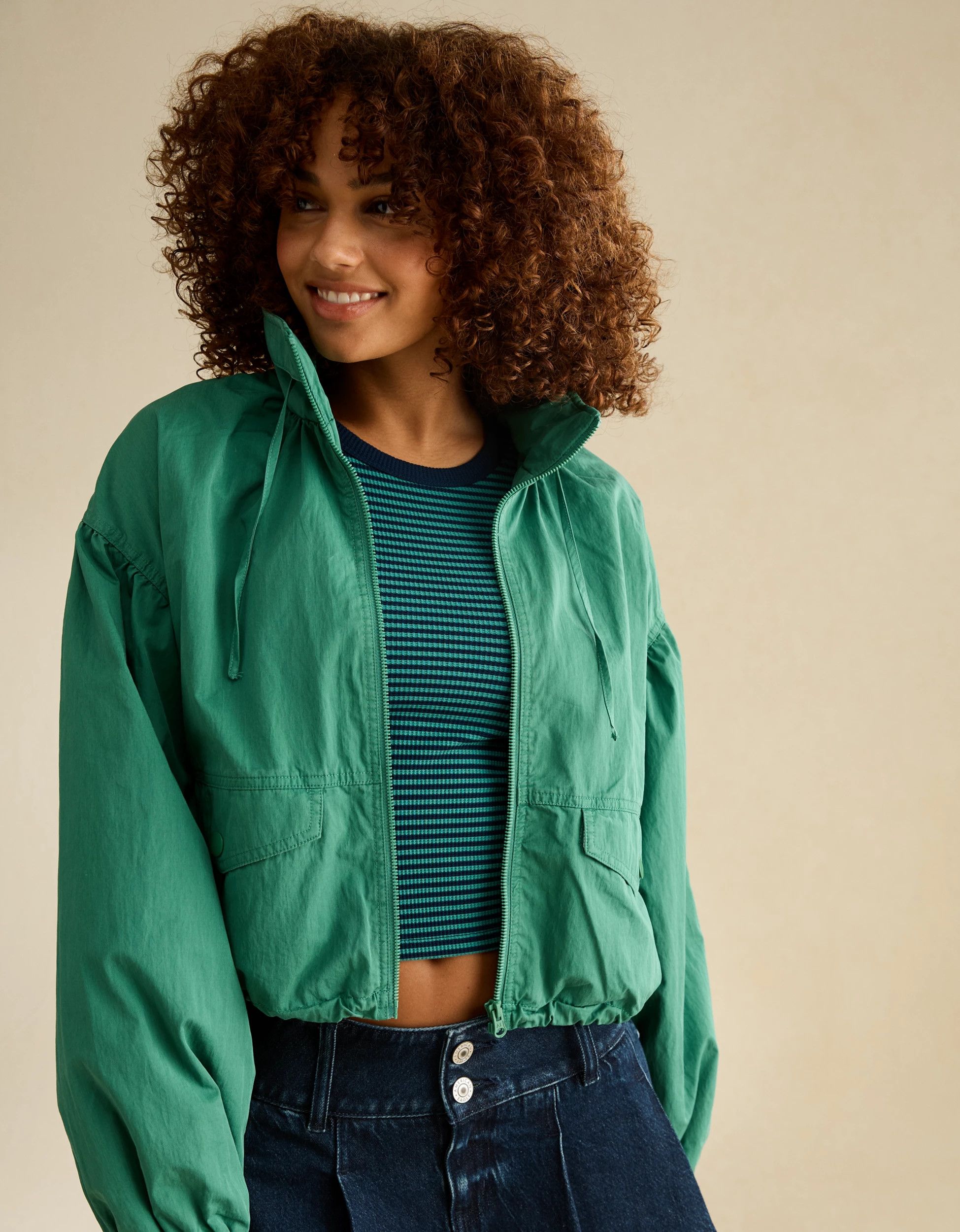 AE Cropped Windbreaker Jacket | American Eagle Outfitters (US & CA)