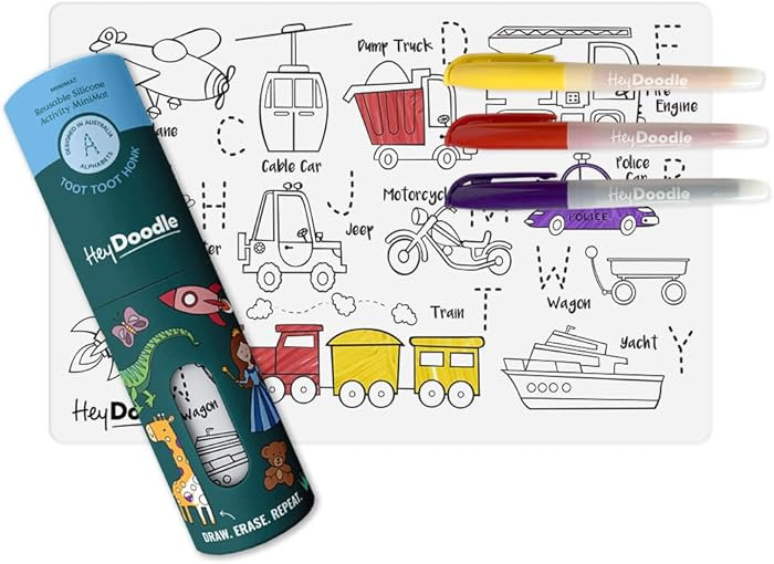 Toot Toot Honk Mini – Reusable Silicone Coloring Mat for Toddlers and Kids – Educational Alph... | Amazon (US)
