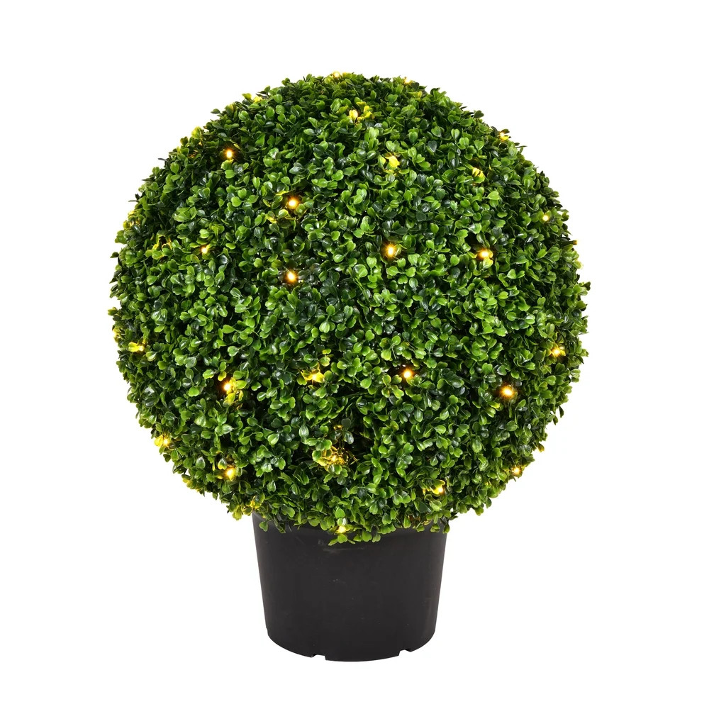 Vickerman Everyday 20 Inch Artificial Pre-Lit Boxwood Topiary Ball - UV Resistant Indoor Outdoor ... | Walmart (US)