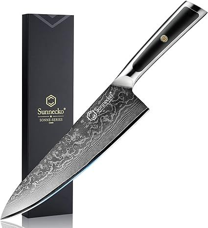 Sunnecko Damascus Chef Knife 8 inch- Razor Sharp Kitchen Knife Made of Damascus VG-10 Steel with ... | Amazon (US)