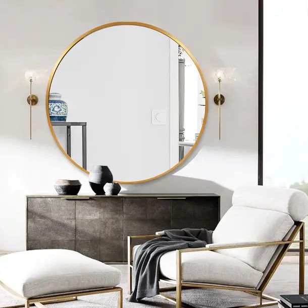 Sia Round Metal Framed Wall Mounted Bathroom / Vanity Mirror | Wayfair North America