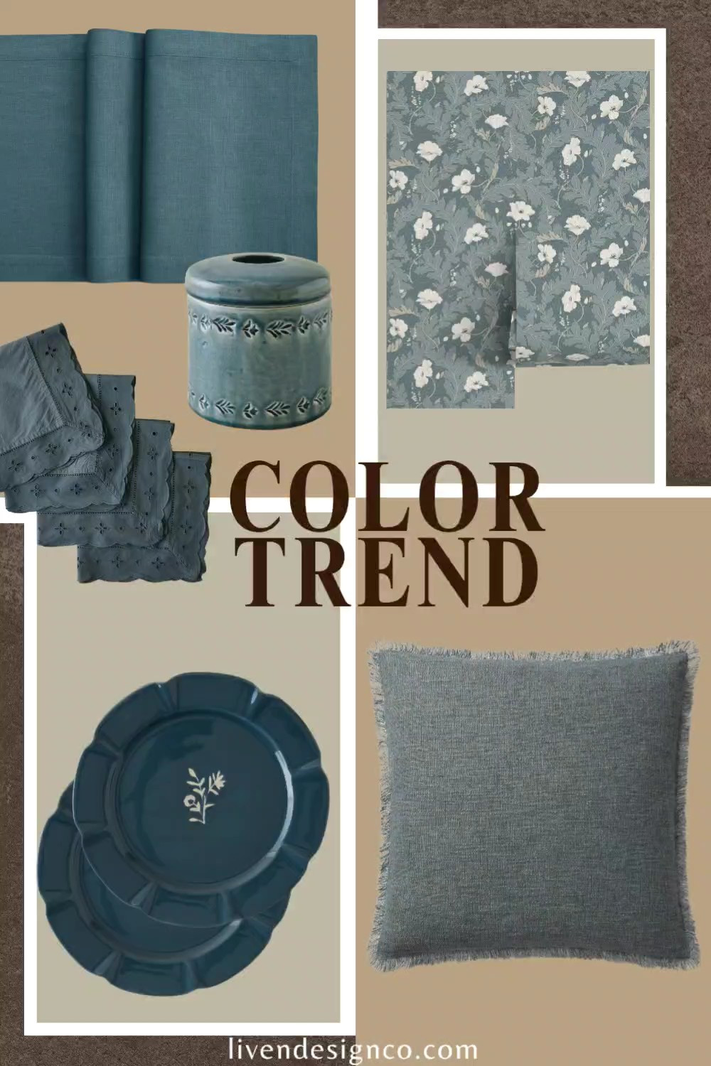 Design trends. Navy decor. Home decor. Living room. Throw pillows. Dinnerware. Kitchen decor. Moody blue. Table runner. Napkins. Eyelet. Floral wallpaper. Fringe pillow

#LTKSeasonal #LTKHome #LTKSaleAlert