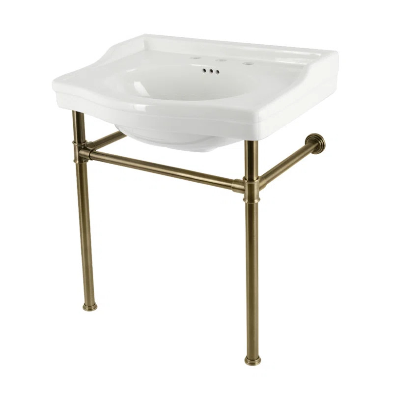 Kingston Brass Victorian 30-Inch Ceramic Console Sink with Stainless Steel Legs (8-Inch, 3-Hole) ... | Wayfair North America
