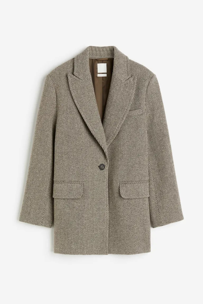 Wool-blend Blazer - Taupe/striped - Ladies | H&M US | H&M (US + CA)