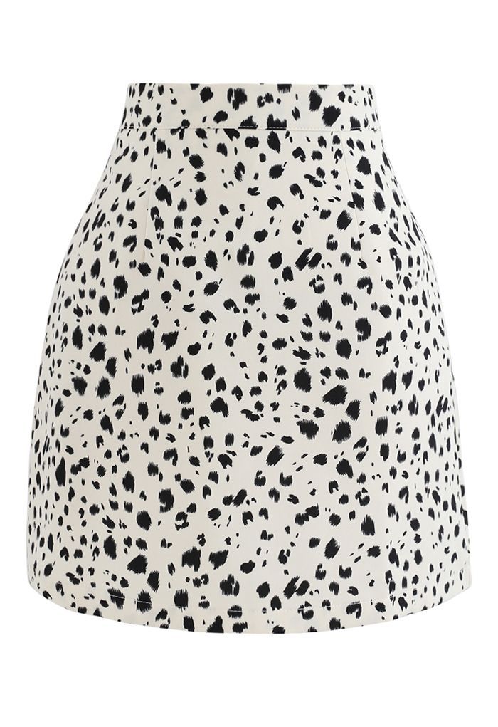 Irregular Dots Print Bud Skirt in Ivory | Chicwish