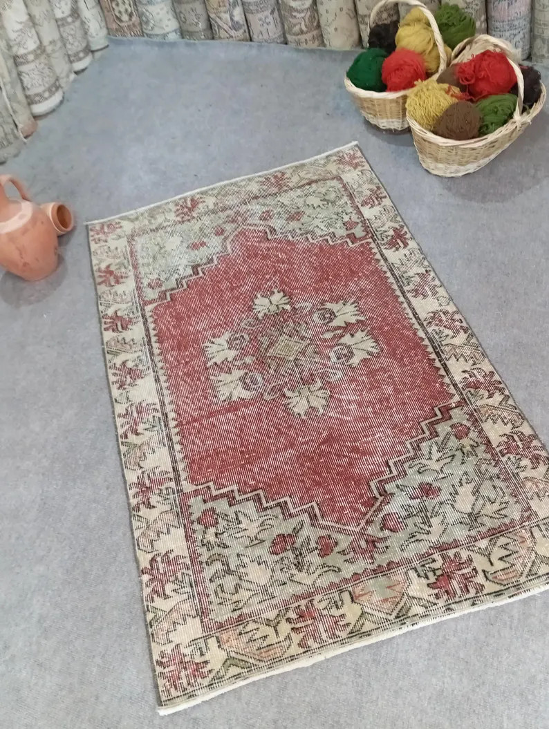 Rug 3x5 TURKISH VINTAGE AREA Rug 3x5,oushak Handmade Wool Rug,door Mat,doormat 3x5 Turkish Rug 3x... | Etsy (US)