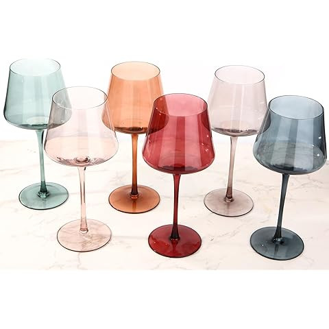 Saludi Colored Wine Glasses, 16.5oz (Set of 6) Stemmed Multi-Color Glass - Great for all Wine Typ... | Amazon (US)