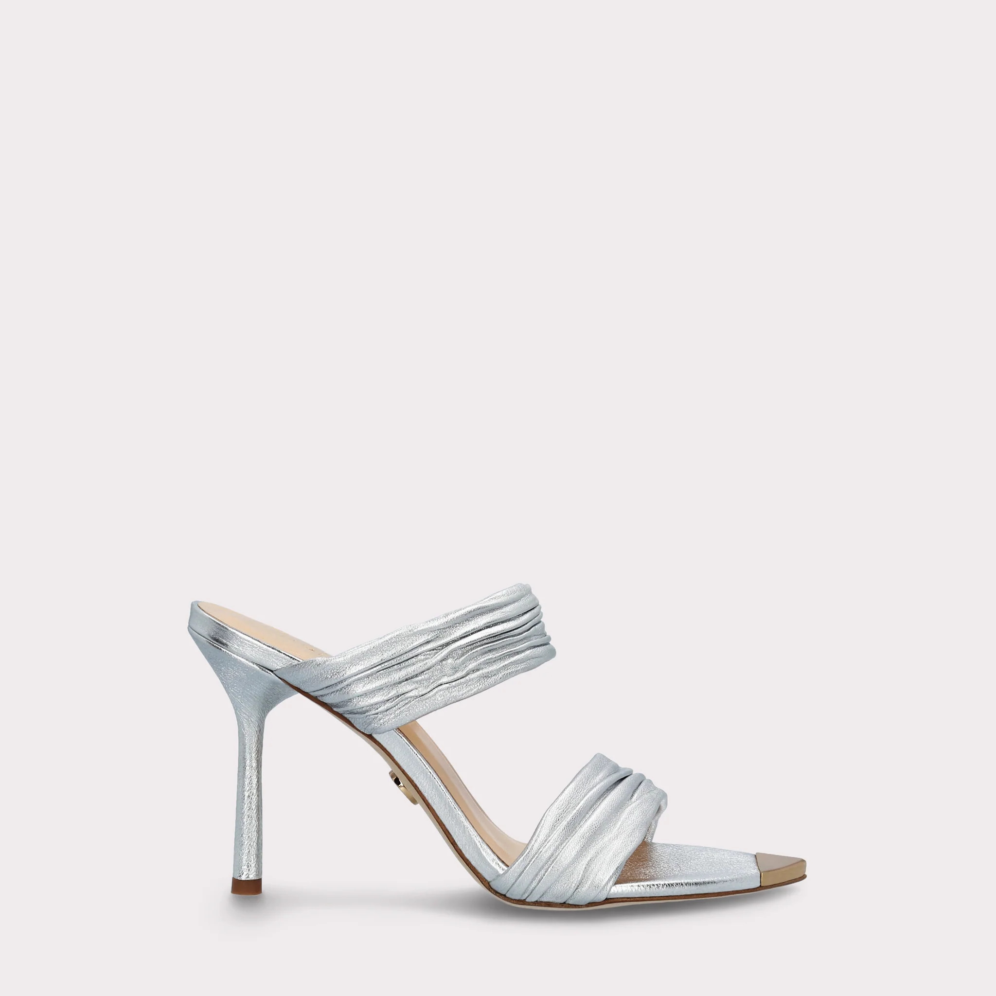ANNY 01 METAL BUTTER SILVER LEATHER SANDALS | INGILIZ