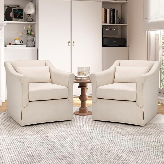 CANMOV Swivel Accent Chair Set of 2, 360° Swivel Chair with Thick Padded Cushion, Swivel Square ... | Amazon (US)