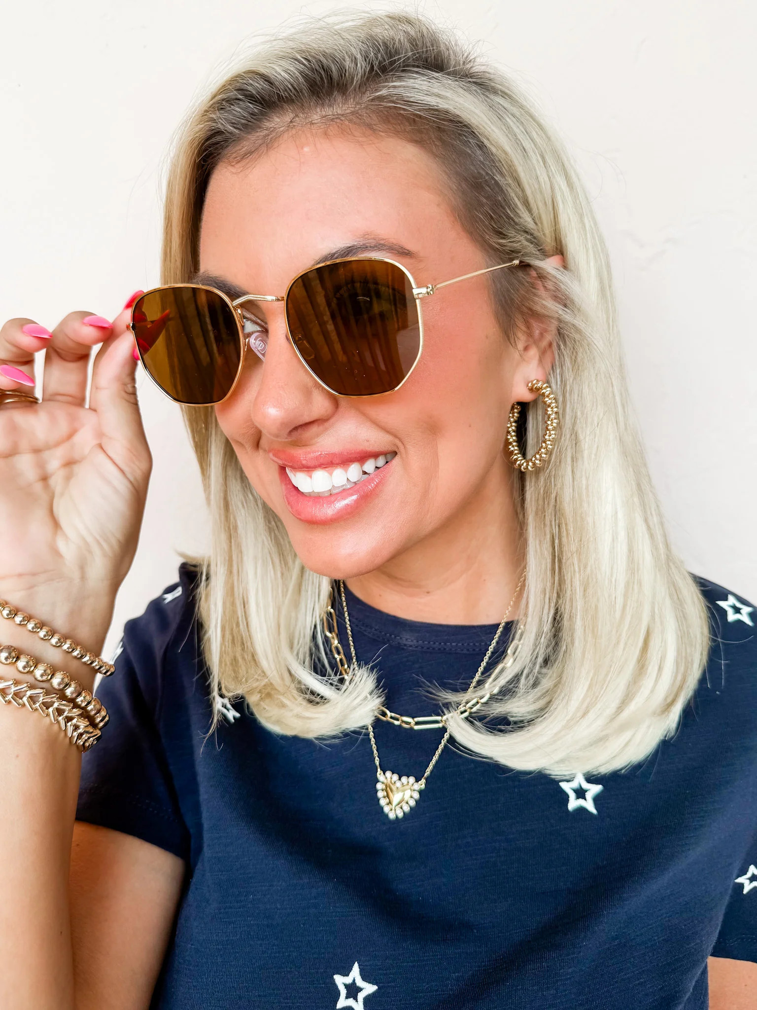 SoHo Edge Round Lens Sunglasses-Brown/Gold | Ruthie Grace