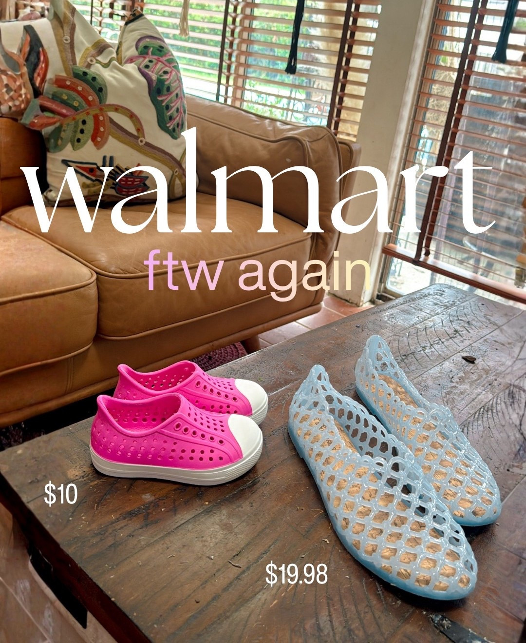 Wallyworld strikes again! These $10 Native dupes for G and C (!!) and mesh jellies for me bc apparently there’s not a pair of translucent plastic shoes I don’t need this summer. *adds red pair to cart* 🛍️🛒

#LTKmomlife #LTKBaby #LTKSaleAlert
