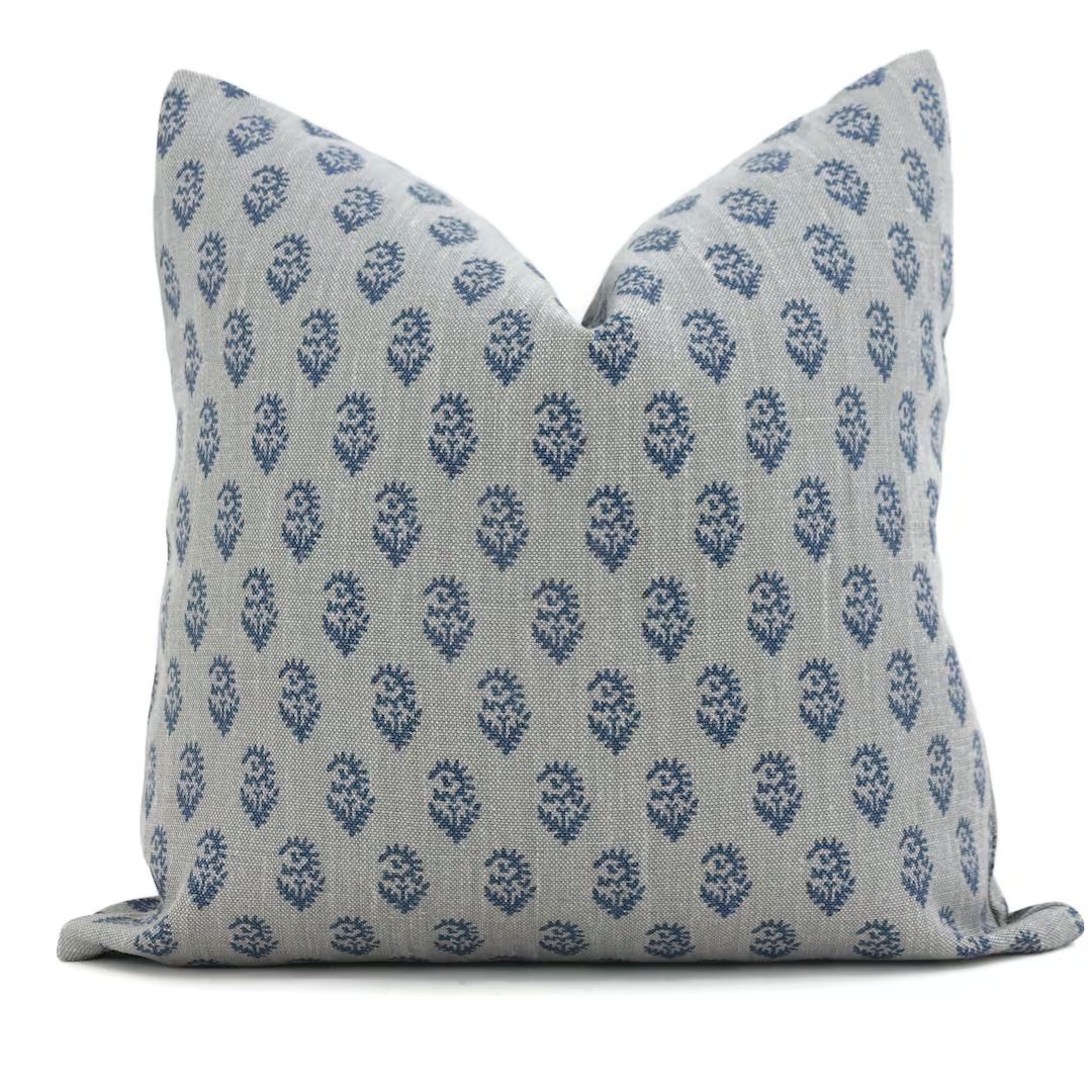 Peter Dunham Indigo Mist Rajmata Decorative Pillow Cover 18x18, 20x20, 22x22, 24x24, Eurosham or ... | Etsy (US)