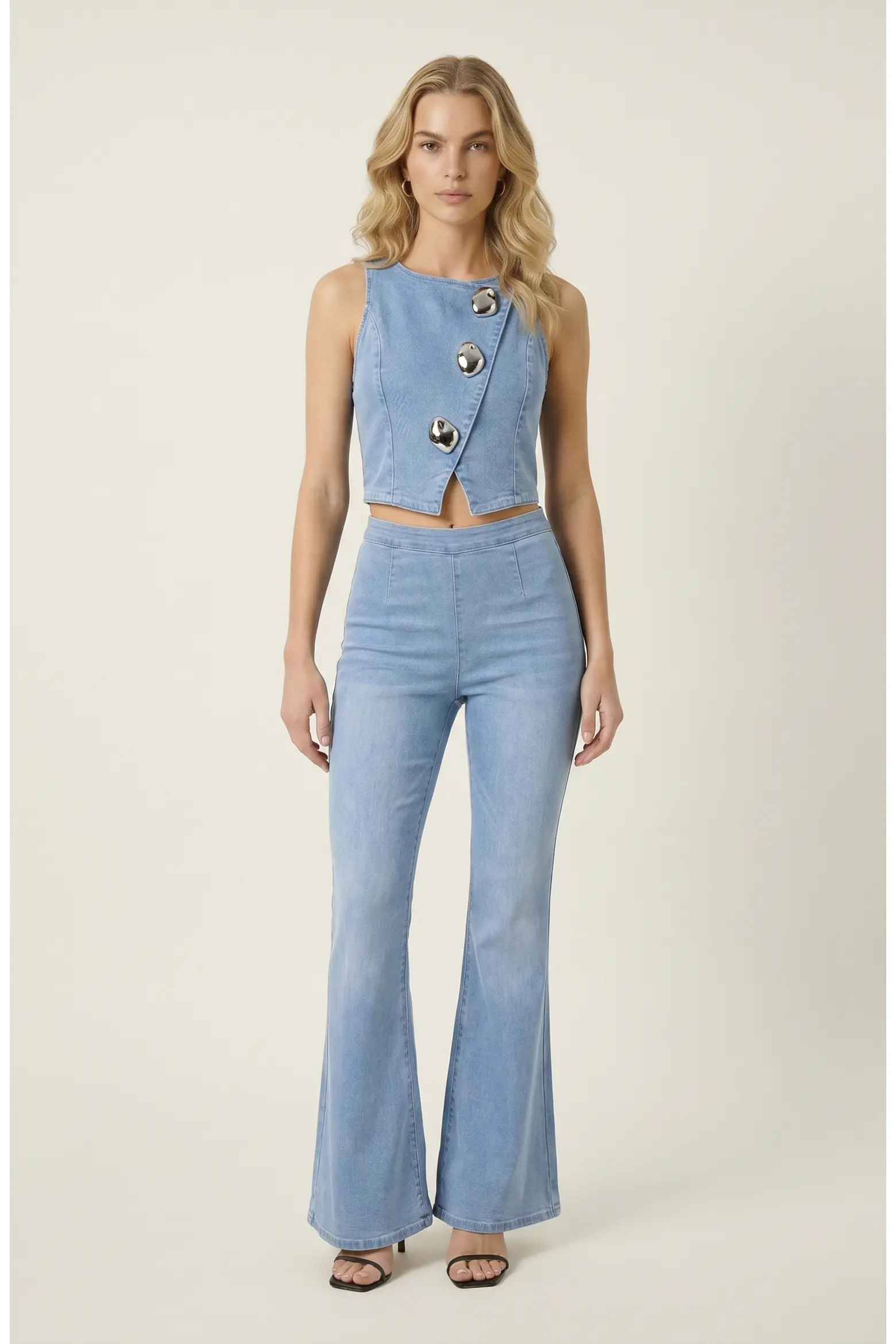 Denim Vest and Wide Leg Pants Set (Women) | Nordstrom | Nordstrom