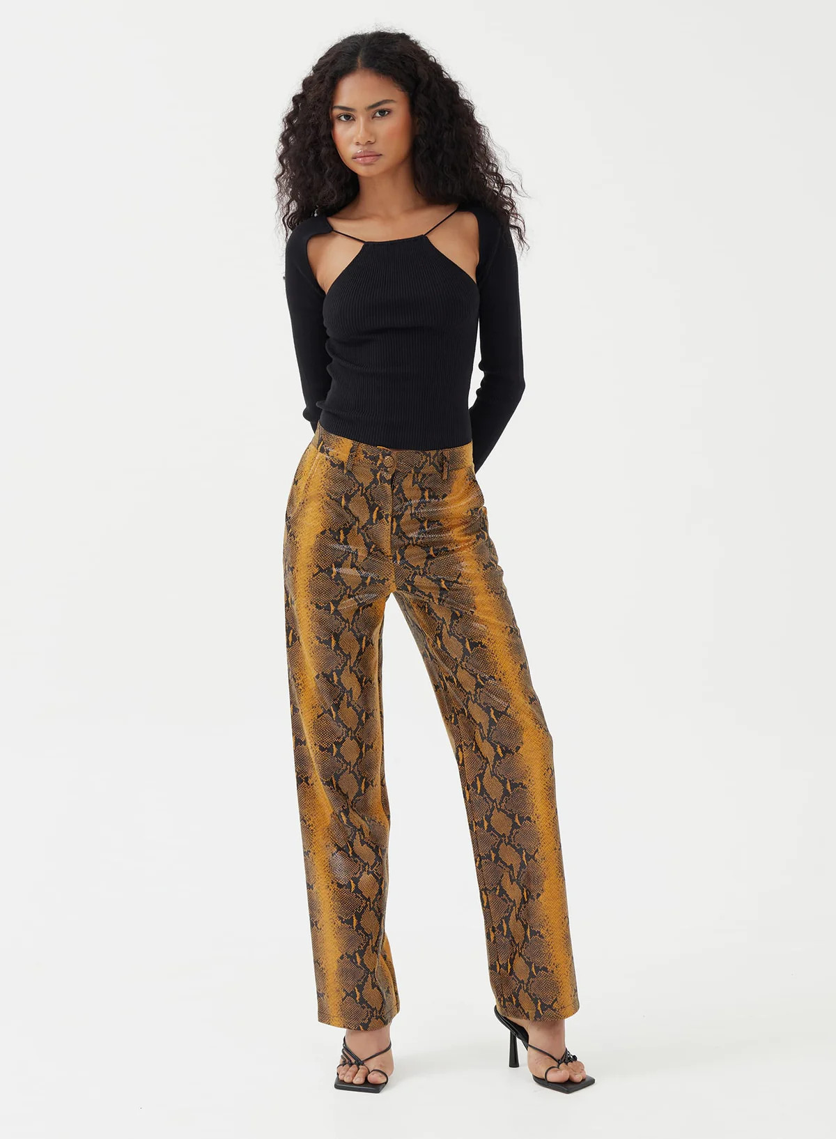 Orange Snake Faux Leather Trousers - Pietro | 4th & Reckless