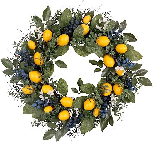 Valery Madelyn 24 Inch Lemon Wreath for Front Door, Spring Summer Fruit Wreath with Yellow Lemon,... | Amazon (US)