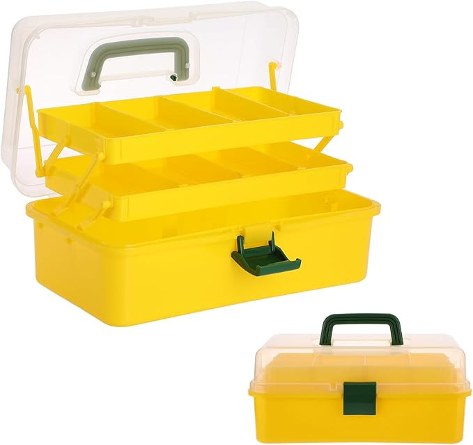 BTSKY 3-Layer Plastic Dividing Storage Box Craft Organizer and Storage with Adjustable Spacers Po... | Amazon (US)