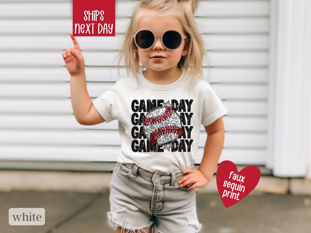 Kids Baseball Shirt, Faux Sequin Baseball Game Day Shirt, Toddler Shirt, Baseball Sweatshirt, Bas... | Etsy (US)