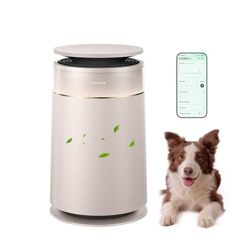 ‌Dreame HEPA Air Purifier with Self-Cleaning Pet Hair, Suck Up Floating Cat Dog Hair Dander for Home Large Room, 4 Filters Smart Air Cleaner for Pet Odor Purification, APP & Voice Control, FP10-Beige | Amazon (US)