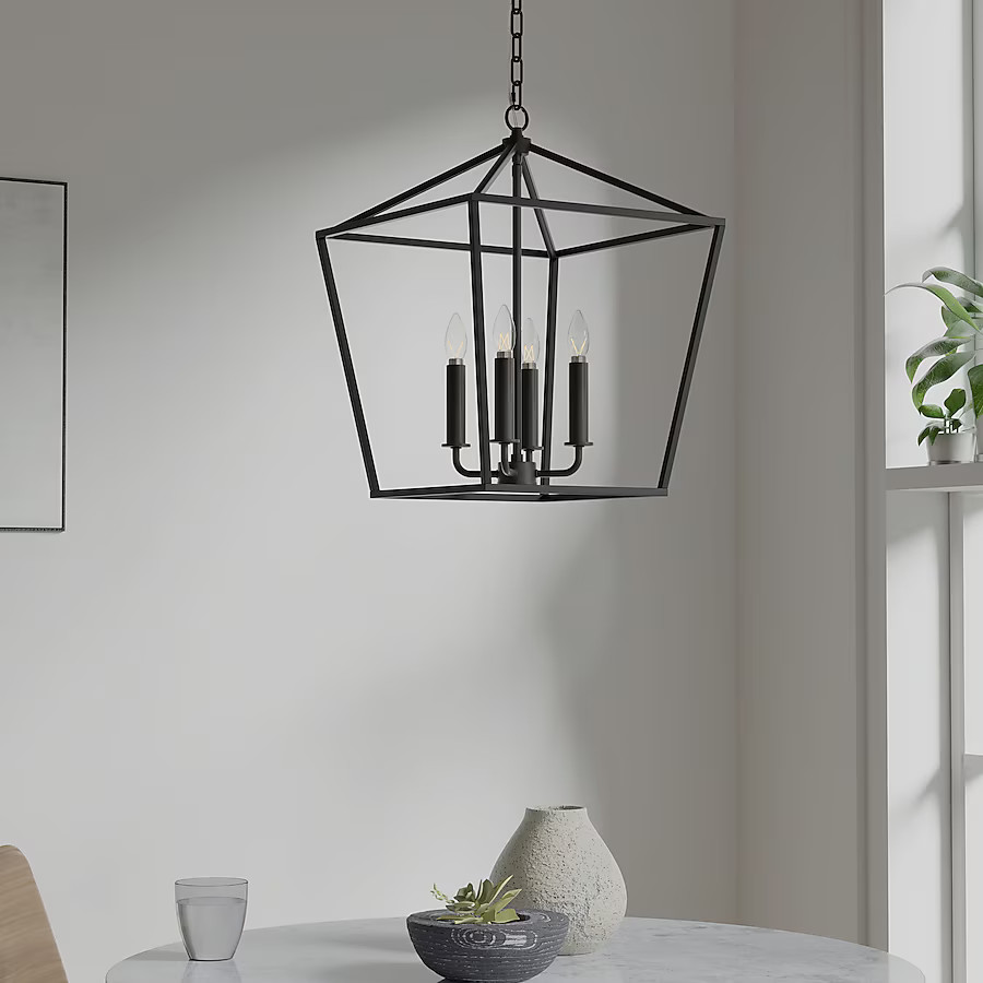 allen + roth Lane 4 -Light Matte Black Transitional Square Medium Indoor/Outdoor Hanging Pendant ... | Lowe's