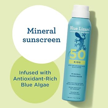Blue Lizard Kids Mineral Sunscreen Spray SPF 50+, Brand, Broad-Spectrum UVA/UVB Protection, Water... | Amazon (US)