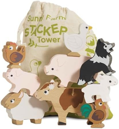 Le Toy Van Wooden Sunny Farm Stacker & Bag Educational Balancing Activity, Plastic Free, Toy Suit... | Amazon (US)
