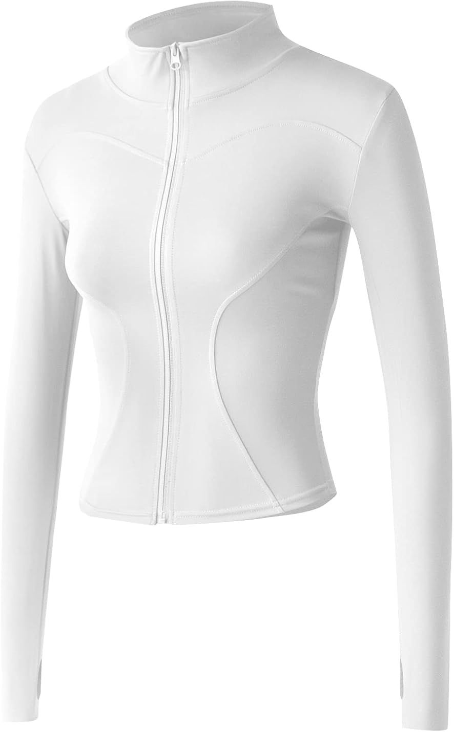 Locachy Women's Lightweight Stretchy Workout Full Zip Running Track Jacket with Thumb Holes | Amazon (US)