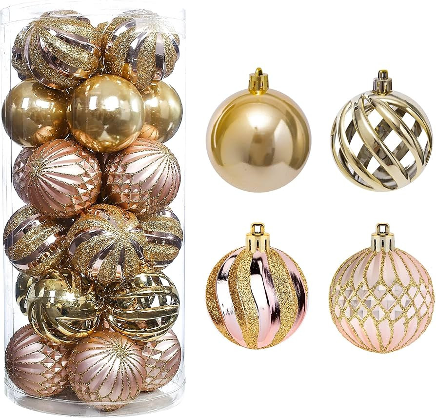 QinYing 24pcs 2.36'' Christmas Balls Ornaments Shatterproof Colorful Glittering Baubles Set Xmas Tre | Amazon (US)