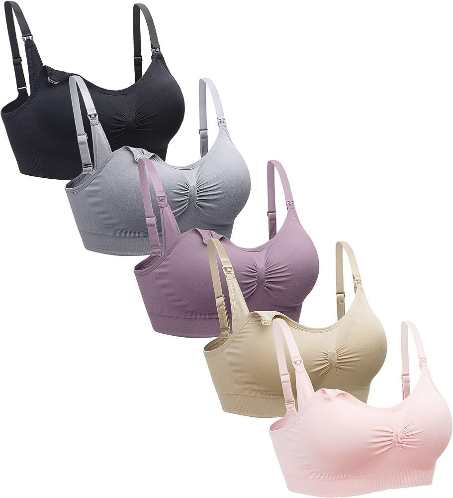 5PACK Nursing Bra Wireless Bra Women's Sleeping Maternity Bra Breastfeeding Bra | Amazon (US)