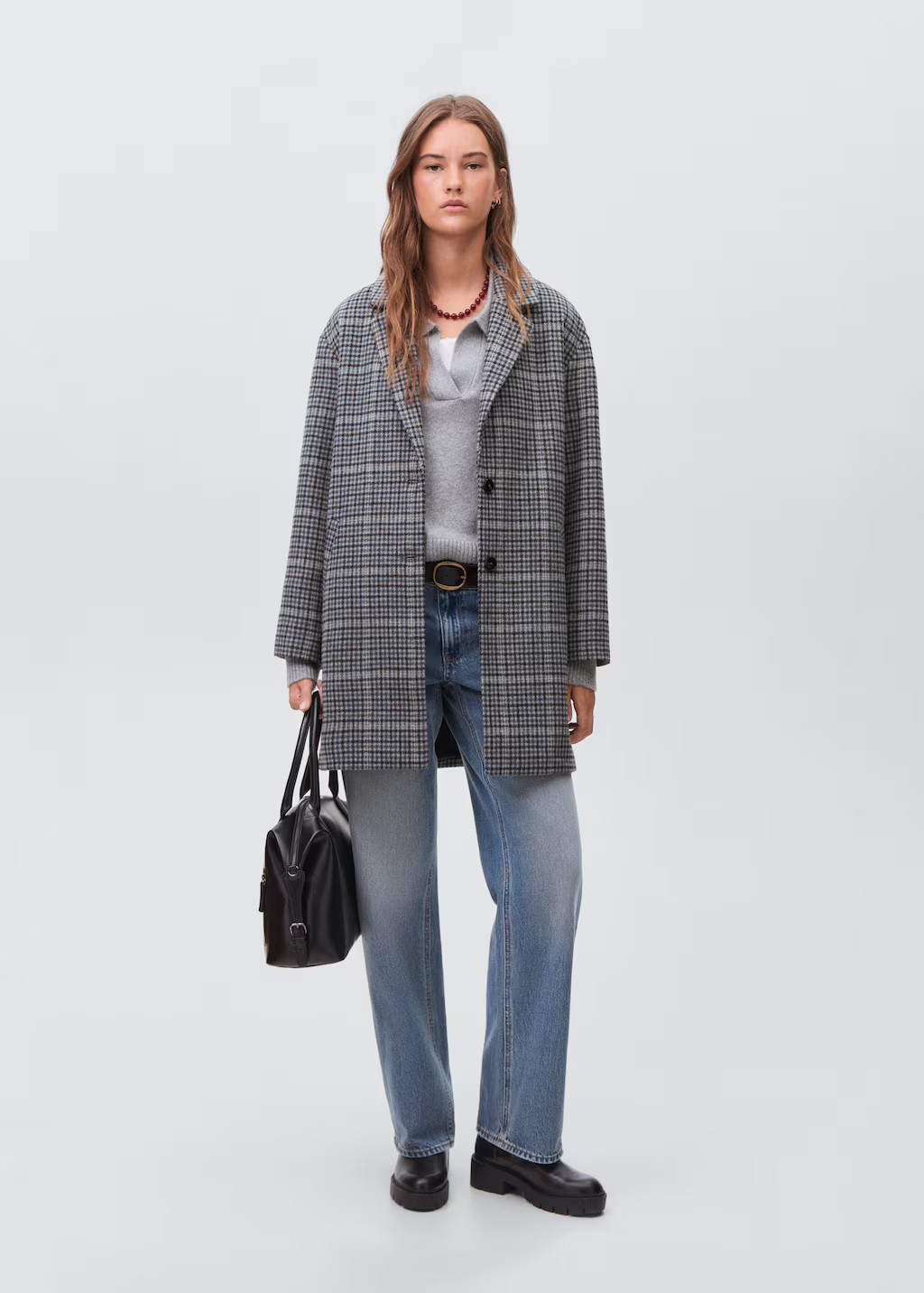 Checked overcoat sky blue - Teenage girl - S - MANGO TEEN | Mango (US/MX/AU)