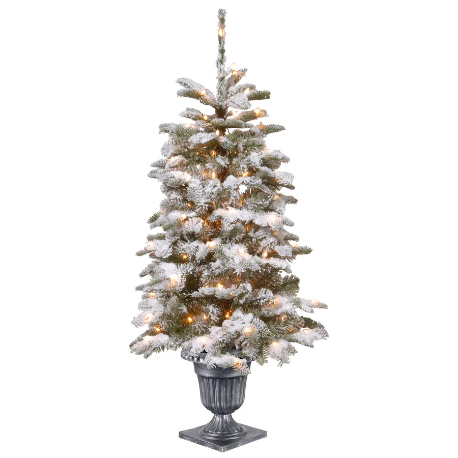 4 ft. Pre-Lit Snowy Camden Tree with Clear Lights | National Tree Company