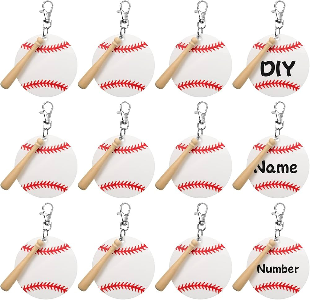 Cunno 36 Pcs Basketball Baseball Softball Tennis Acrylic Keychain Blank Kit 12 Acrylic Keyring 12... | Amazon (US)