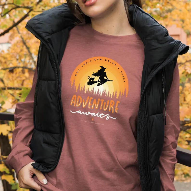 I Can Drive A Stick Long Sleeve Tee, Funny Halloween, Gift for Halloween, Halloween Tee, Hallowee... | Etsy (US)