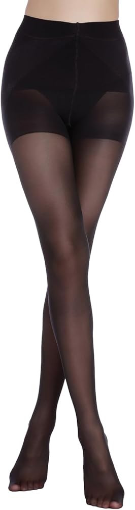 Weziarer Women's 40D Sheer Tights,High Waist Pantyhose Tummy Control Top Support Stockings | Amazon (US)