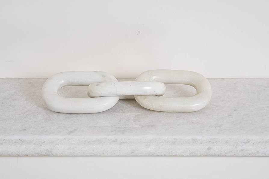 Kristin Decor 13.5" Long Rustic Luxury White Marble Chain Link Décor Decorative Object, Marble Décor for Your Coffee Table or Shelf | Amazon (US)