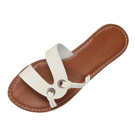 Yindaity Women S Slide Sandals Womens Slide Sandals- Open Toe Casual New Style Summer Flat Slide Sandals White 8.5 | Walmart (US)