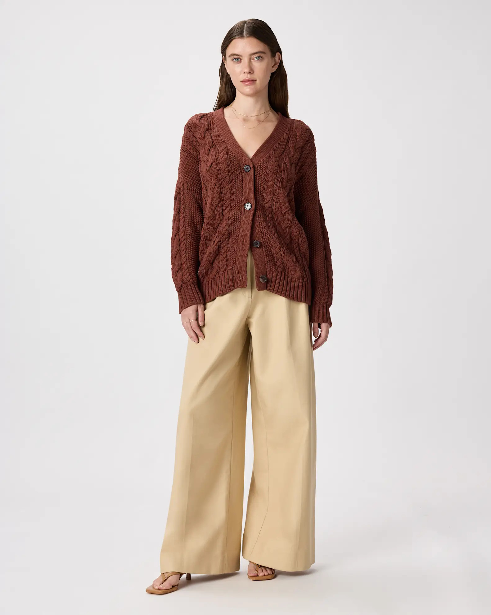 100% Organic Cotton Oversized Cable Cardigan | Quince