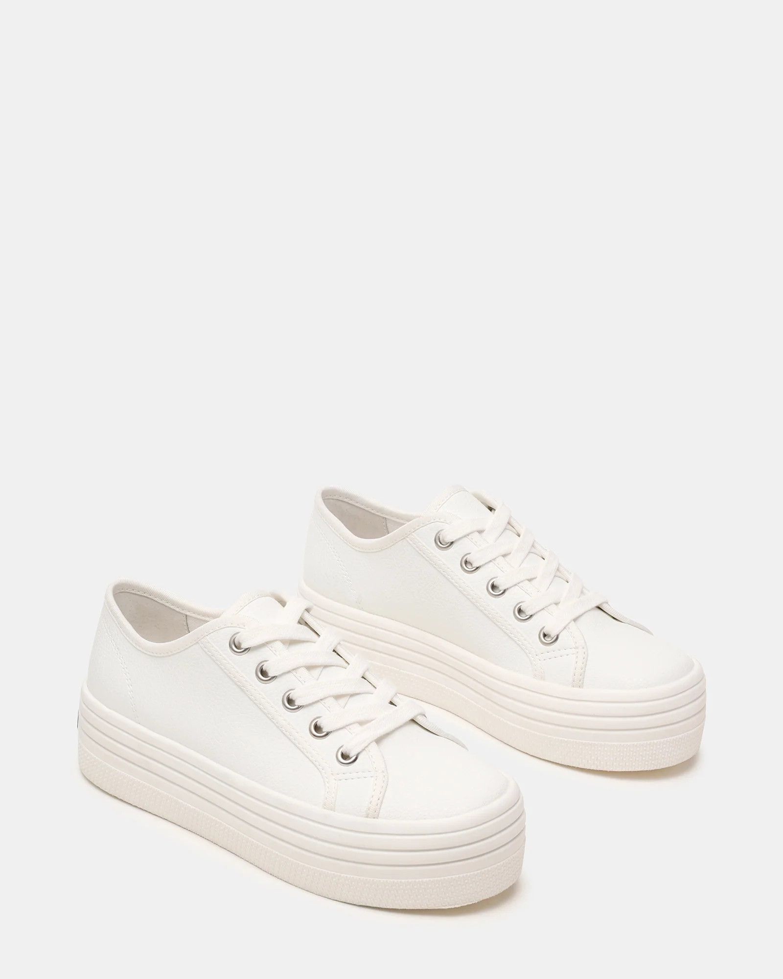 BOBBI White Low-Top Lace-Up Platform Women's Sneaker | Steve Madden (US)