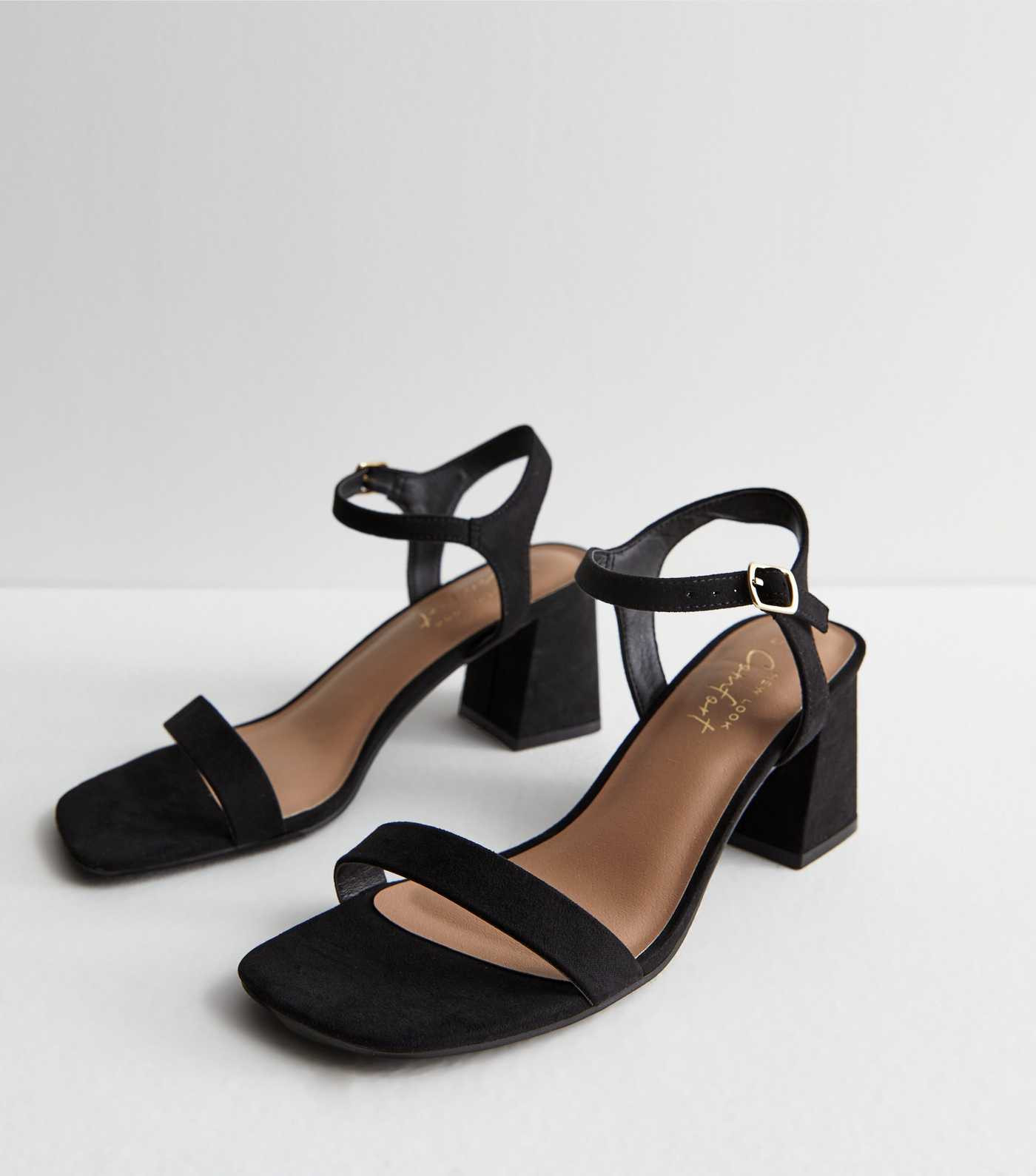 Black Suedette 2 Part Block Heel Sandals
						
						Add to Saved Items
						Remove from Saved ... | New Look (UK)