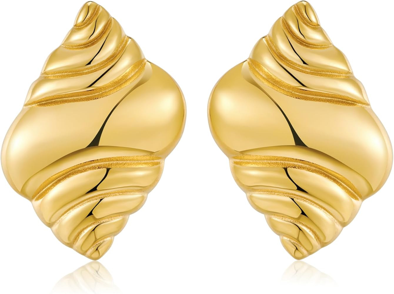 WOWORAMA Chunky Gold Stud Earrings for Women Gold Seashell Starfish Earrings Vintage Boho Ocean S... | Amazon (US)