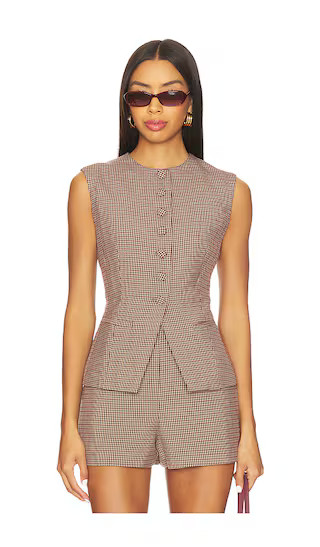 Gisselle Vest in Brown Wine Plaid | Revolve Clothing (Global)
