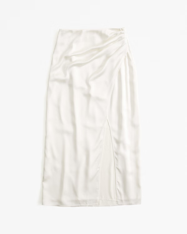 Draped Satin Maxi Skirt | Abercrombie & Fitch (US)