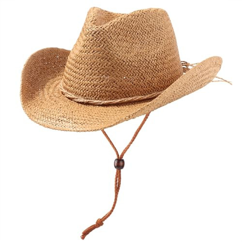 DRESHOW Straw Sun Beach Cowboy Hat for Women and Men Western Coastal Cowgirl Hat with Shapeable Brim Unisex Rolled up Caps | Amazon (US)