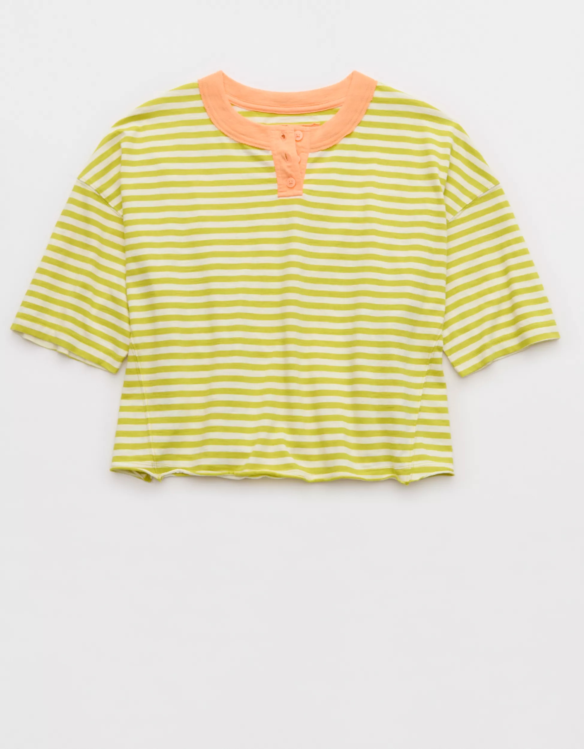 Aerie Remix Henley Cropped T-Shirt | Aerie
