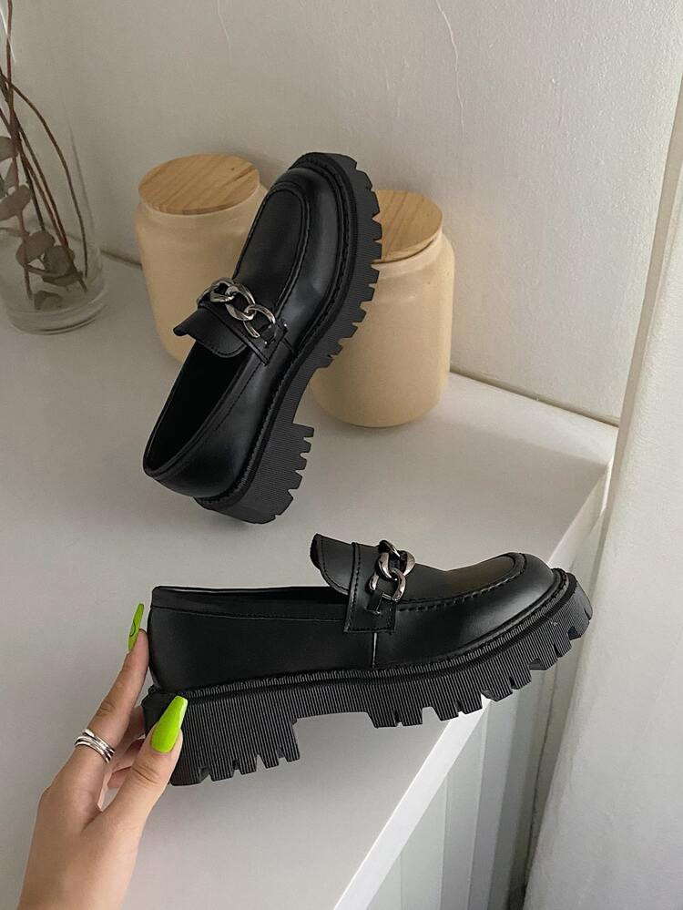 Metal Decor Platform Loafers | SHEIN
