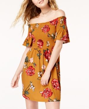 Planet Gold Juniors' Floral-Print Smocked Dress | Macys (US)