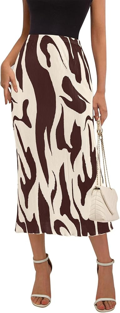 PRETTYGARDEN Women's 2026 Spring High Waist Graphic Print A Line Pleated Long Skirts for Women Tr... | Amazon (US)