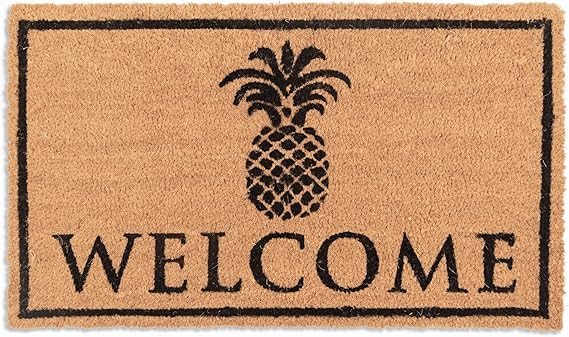 Avera Products | Classic Pineapple Welcome Mat, Natural Coir Fiber Doormat, Anti-Slip Mat Backing | Amazon (US)