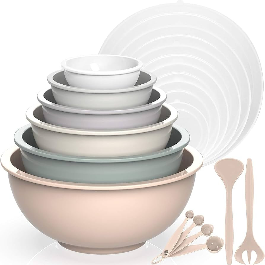 Umite Chef Nesting Mixing Bowls Set with Airtight Lids, 18 Piece Plastic, Includes Measuring Cups... | Amazon (US)