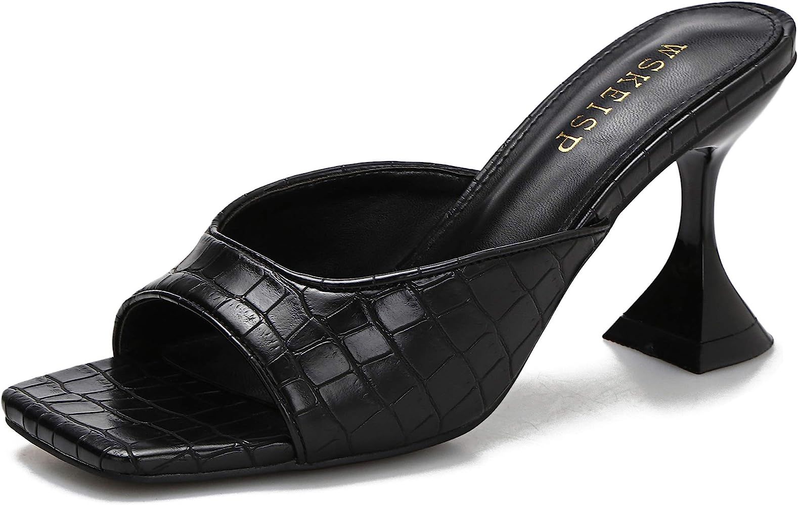 Women's Square Toe Heels Sandals Mules Open Toe Slip On Backless Wedding Fashion Dress High Heel ... | Amazon (US)