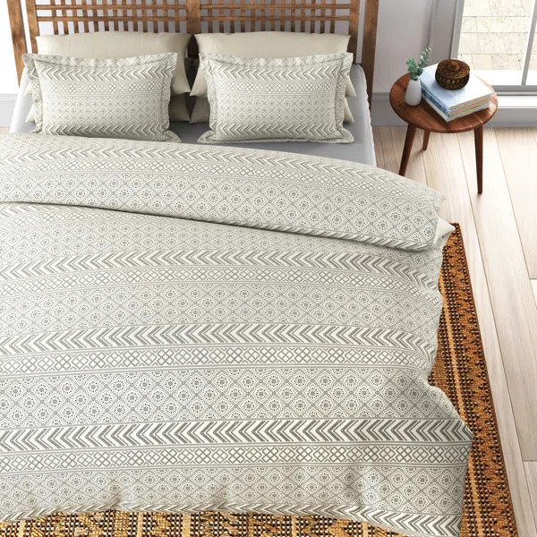 Fedler Cream/Black Standard Cotton 130 TC 3 Piece Duvet Cover Set | Wayfair North America